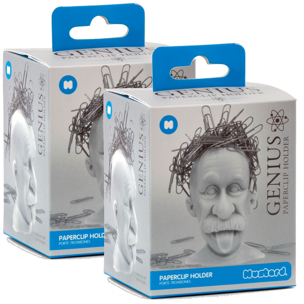 (Set/2) Desktop Genius Einstein Bald Headed 3.75" Paper Clip