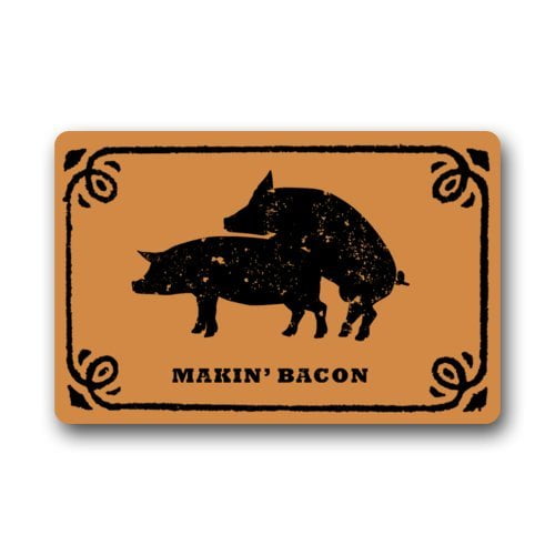QIFEIHA Funny Pig Making Bacon Makin' Bacon Doormat Outdoor Indoor Floor Mats Non-Slip Bathroom Mats Rug Size 23.6x15.7 Inch