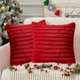thumbnail image 5 of Luoshdecor Throw Velvet Pillow Covers，Faux Fur Stripe Square Throw Pillow Covers for Christmas Sofa Bed Living Room Decorations 18x18 in, 5 of 6