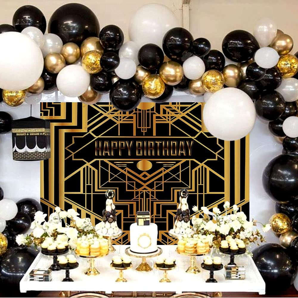 HTOOQ Gatsby Birthday Party Backdrop Roaring 20s Birthday Party Decoration 1920s Party Supplies Gatsby Birthday Party Decoration Roaring 20s Party Decoration Great Gatsby Theme Birthday Decoration Wal...