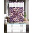 thumbnail image 6 of No Hook Cloth Fabric Shower Curtain with Snap in Liner, Purple Boho Waterproof Shower Curtains Set with See Through Top Window, Farmhouse Ethnic Abstract Floral Pattern Bath Curtains Shower 36"x72", 6 of 6