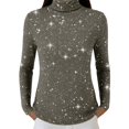 thumbnail image 3 of WTXUE Sequin Tops Turtleneck Pullover Sweater for Women Sparkle Long Sleeve Blouses Trendy Glitter Sweatshirt Party Slim Fit Shirts Knitted Casual Pullover Fashion Tops Green 5Xl, 3 of 6