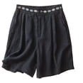 thumbnail image 2 of Bermuda Shorts for Women Summer Casual Elastic Waist Wide Leg Loose Fit Cotton Linen Boho Beach Shorts with Pockets, 2 of 9
