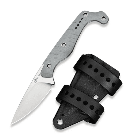 CIVIVI SOKN EDC Fixed Blade Knife with Kydex Sheath Full Tang Tactical Knife with 2.82 Nitro-V Blade G10 Handle for Survival Camping Hiking Hunting C22027-2 Gray