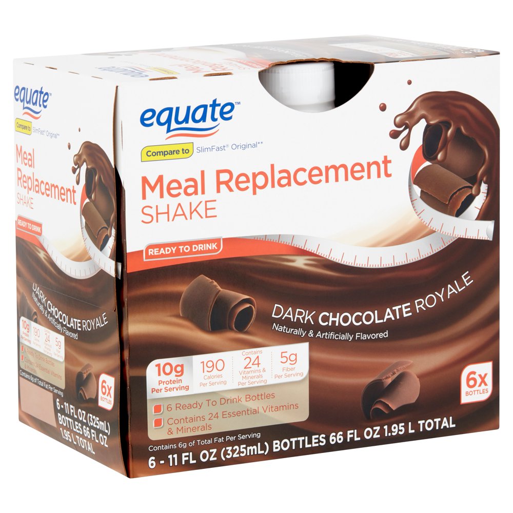 Equate Meal Replacement Shakes, Dark Chocolate Royale, 11 Fl Oz, 6 Ct