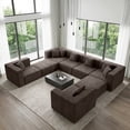 thumbnail image 4 of BEHOST 130" 8-Piece Modular Sectional Sofa with Ottomans, U-Shaped Pit Couch for Living Room, Modern Teddy Fabric Cloud Couch Set, Large Sleeper Sofa with Deep Seats, Coffee Brown, 4 of 7