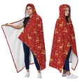 thumbnail image 2 of Wearable Blanket,Red Christmas Golden Reindeer Pattern Hooded Wearable Flannel Blanket for Adults & Teens,Winter Poncho Shawl Wrap Cape Cozy Anti-Pill,60"x80", 2 of 5