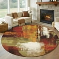thumbnail image 2 of Burnt Orange Round Area Rug 5ft Washable Large Round Rug for Living Room, Circle Rugs for Dining Room, Fall Modern Oil Painting Abstract Art Green Brown Floor Carpet for Bedroom Entryway Office, 2 of 8
