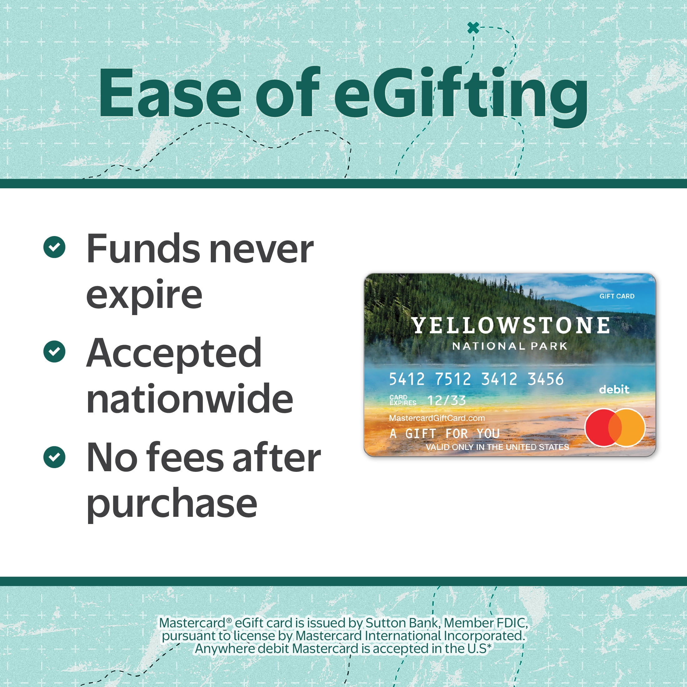 Mastercard® $20-$500 eGift Card Yellowstone (Plus $6.84 Purchase Fee) [Email Delivery]