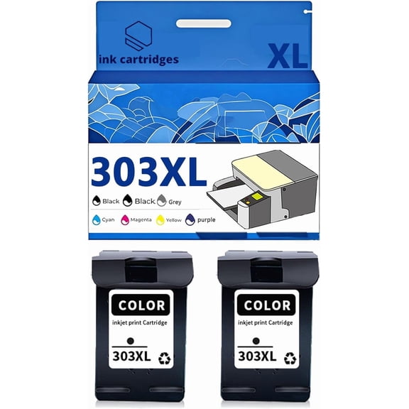 303 303XL T6N03AE T6N04AE Ink Cartridges Compatible for HP 6220 6222 6230 6232 6234 6252 6255 6258 7120 7130 7132 7134 7155 7158 7164 7800 7858 Inkjet Printers, Leak-Proof Design