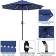 thumbnail image 2 of 10FT Patio Umbrella with Solar Lights, Outdoor Market Table Umbrella, 40 LED, Alloy Steel Frame, 8 Ribs, Tilt Crank, UV Resistant, Waterproof, Garden, Deck, Pool, Backyard, Navy Blue, 2 of 7