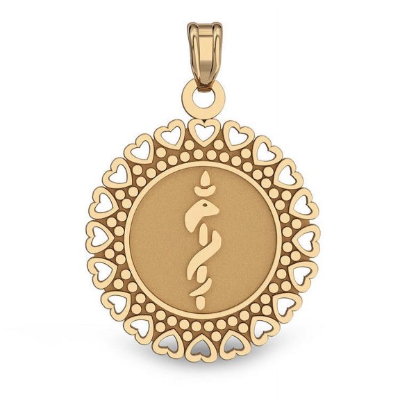 14K Gold Round Medical Pendant - 1/2 Inch X 1/2 Inch