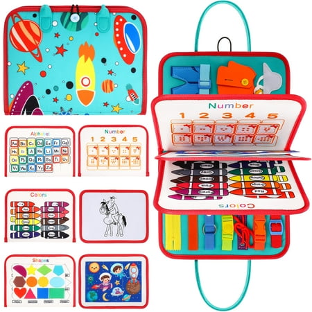 

Busy Board Montessori Toy for 1 2 3 4 Year Old Toddlers Educational Activity Developing Sensory Board for Fine Basic Skills Gift for Boys Girls