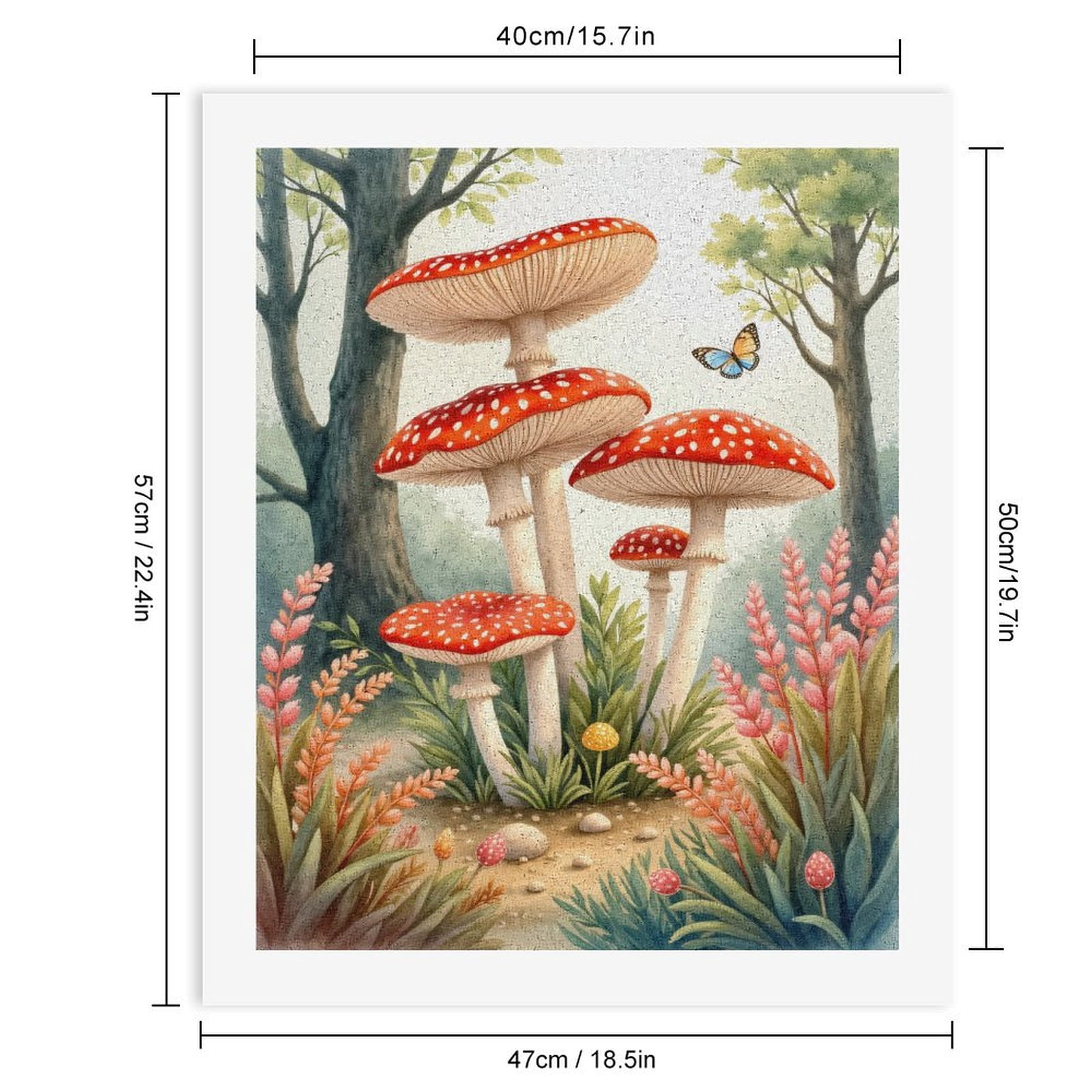 Paint By Numbers Kit for Adults Beginner - DIY Butterfly Forest Mushrooms Art Canvas Painting Kits for Adults, Frameless Paint By Number for Adults for Home Wall Decor 16x20 Inch