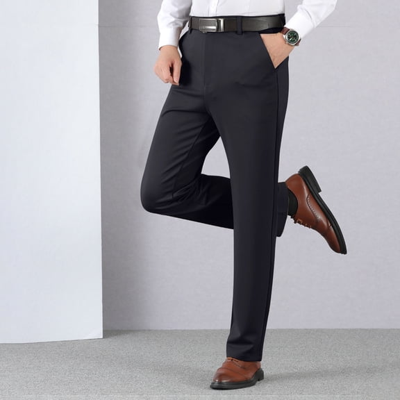 CQONEPT Mens Big and Tall Dress Pants Straight Leg Office Wear Pant Business Casual Trousers with Pockets Navy 4XL