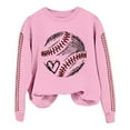 thumbnail image 4 of frariair Baseball Print Women Pullover Crew Neck Casual Top Long Sleeve Loose Fit Fleece Hoodie Streetwear Style Pink S, 4 of 4