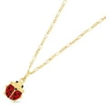 thumbnail image 2 of Ioka-14K Yellow Gold Lady Bug Colored Enamel Lucky Charm Pendant with 1.9mm Figaro 3+1 Chain Necklace - 16", 2 of 5