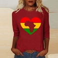 thumbnail image 2 of miqiqism Womens 3/4 Sleeve Tops Shirts Trendy Flag Printed Tshirt Crewneck Pullover Tunic Blouses Loose Fit Tee Shirt February Black History Month T-Shirt,03_Red,Small, 2 of 4