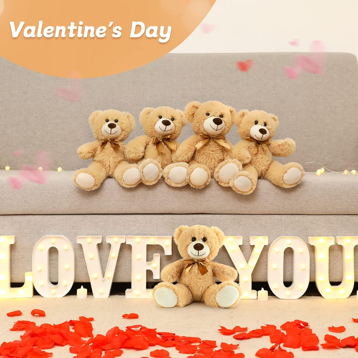Morismos 5-Pack Teddy Bears 14-Inch Bulk Plush photo 5