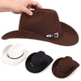 thumbnail image 7 of BadPiggies Western Cowboy Hat for Men Women Classic Roll Up Wide Brim Fedora Hats with Buckle Belt, 7 of 7