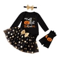thumbnail image 3 of JAJAHO Newborn Baby Girl Clothes My First Halloween Outfit Long Sleeve Bodysuit Tutu Skirt With Headband Leg Warmers 4 Piece Set 1-18M, 3 of 7
