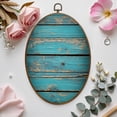 thumbnail image 7 of Canvas Wall Art Aged Wooden Planks Bold Blue Hue Contrasting Wood Grain Natural Oval Framed Canvas Prints Vintage Wall Hanging Decor for Home Office Decorations 8.6"x11.4", 7 of 7