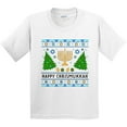 thumbnail image 3 of Inktastic Happy Chrismukkah Sweater Style with Menorah and Trees Youth T-Shirt, 3 of 5