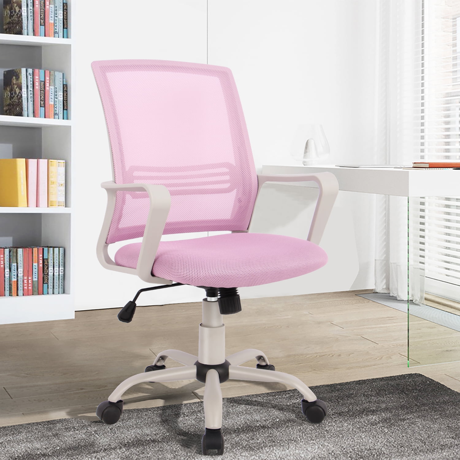 Home Office Chair Ergonomic Desk Chair Mesh Computer Chair With Lumbar Support Pink
