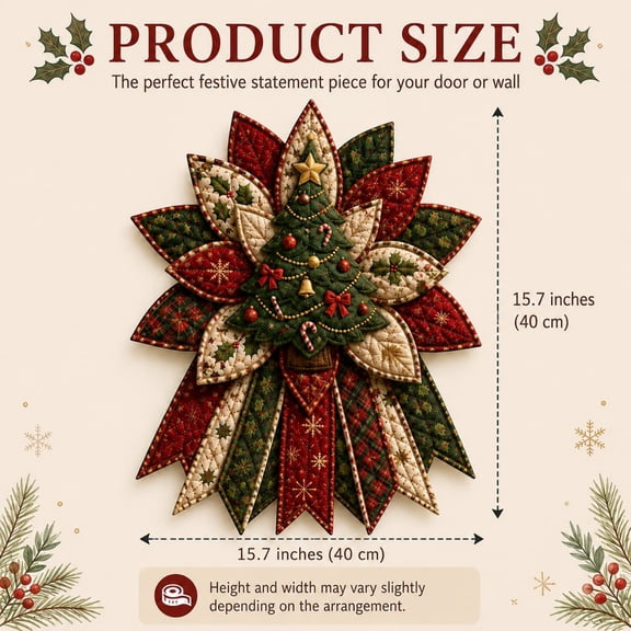 Qjidjing DIY Christmas Fabric Wall Door Hanging Kit, Quilted Holiday Wreath Craft, Beginner Friendly for Home Holiday, Front Door Decor