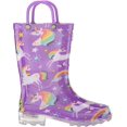 thumbnail image 5 of Western Chief Kids Rainbow Unicorn Lighted Rain Boot with Handles Waterproof PVC with Glitter and Puzzlepairs Insole, 7, 5 of 7
