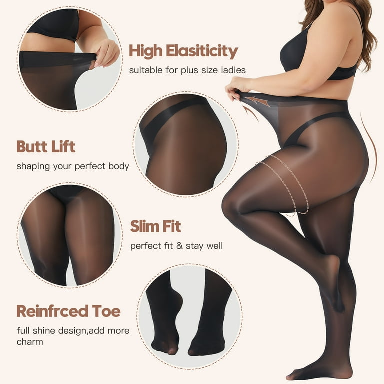 Plus Size Tights For Girls, High Waisted Oil Shiny Pantyhose In