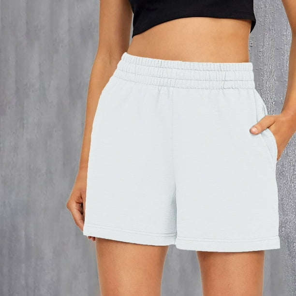 MKLEKYY Pantalones Cortos de Mezclilla para Mujer, Pantalones Cortos Casuales de Verano con Cordón, Cómodos, Elásticos, de Cintura Alta, para Correr con Bolsillos