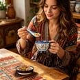 thumbnail image 4 of XINGAG Bohemian Floral Ceramic Mug Set,Large Capacity Coffee Cups With Matching Saucers And Spoon,Colorful Pattern For Breakfast Tea Home Kitchen Decor Gift, 4 of 4