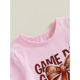 thumbnail image 6 of Suealasg 2Pcs Toddler Kids Girl Summer Outfits Cute Bow Football Print Short Sleeve Tops + Shorts Set Little Girl Casual Clothes 0-5 Years, 6 of 7