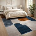 thumbnail image 3 of ODIKA 8'x10' Washable Area Rug Durable, Non-Slip Navy Abstract Absract Brushstroke Contemporary Block Pile for Living Room, Under Sectional, Family, 3 of 7