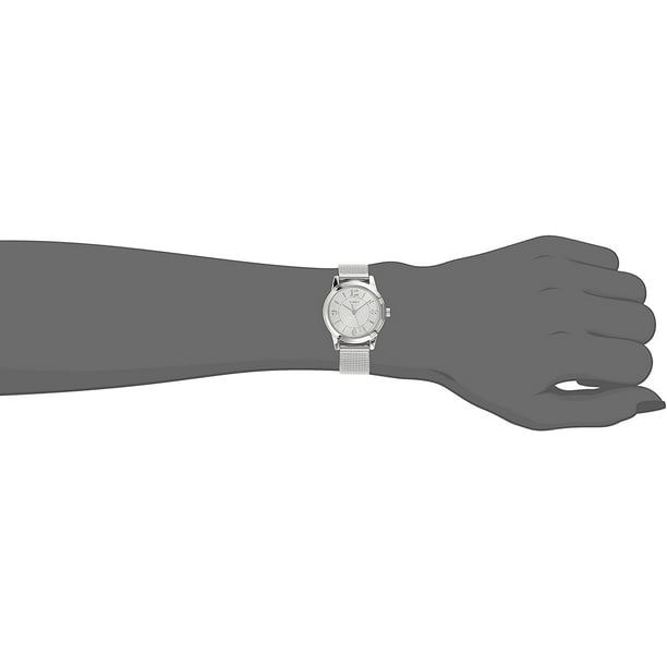 Timex T2P457 Casey Dress Reloj de pulsera de malla de acero inoxidable plateado para mujer Timex Timex