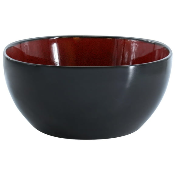 Gibson Home Urban Cafe Stoneware Serving Bowl, 10.3-inch Diameter, Red and Black, Kitchen Accessories