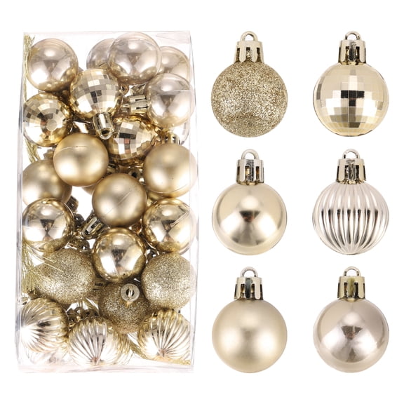 Uxcell Christmas Ball Ornaments Christmas Tree Decorations Balls Champagne 1.2"/3CM for Party Decoration 36Pcs