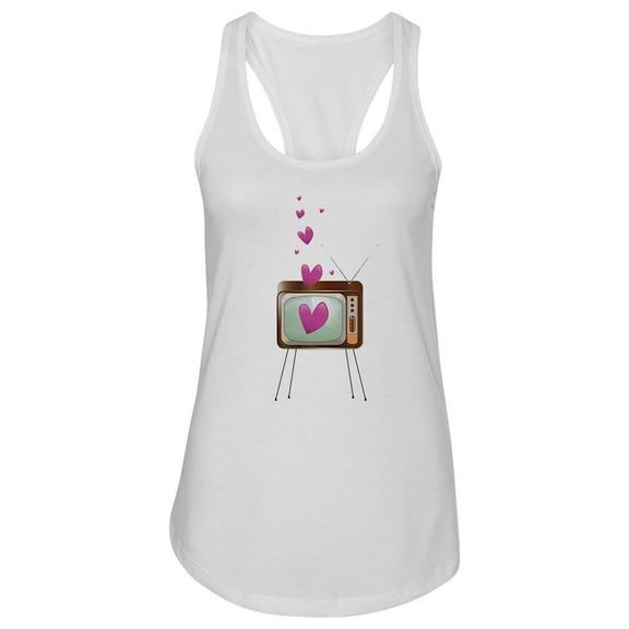 Vintage Tv With Hearts Tank Women -Image by Shutterstock, Female Small
