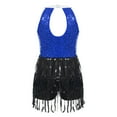 thumbnail image 4 of Alvivi Kids Girls Sequins Tassel Latin Ballet Dance Dress Chacha Rumba Samba Ballroom Dancewear Blue 10, 4 of 7