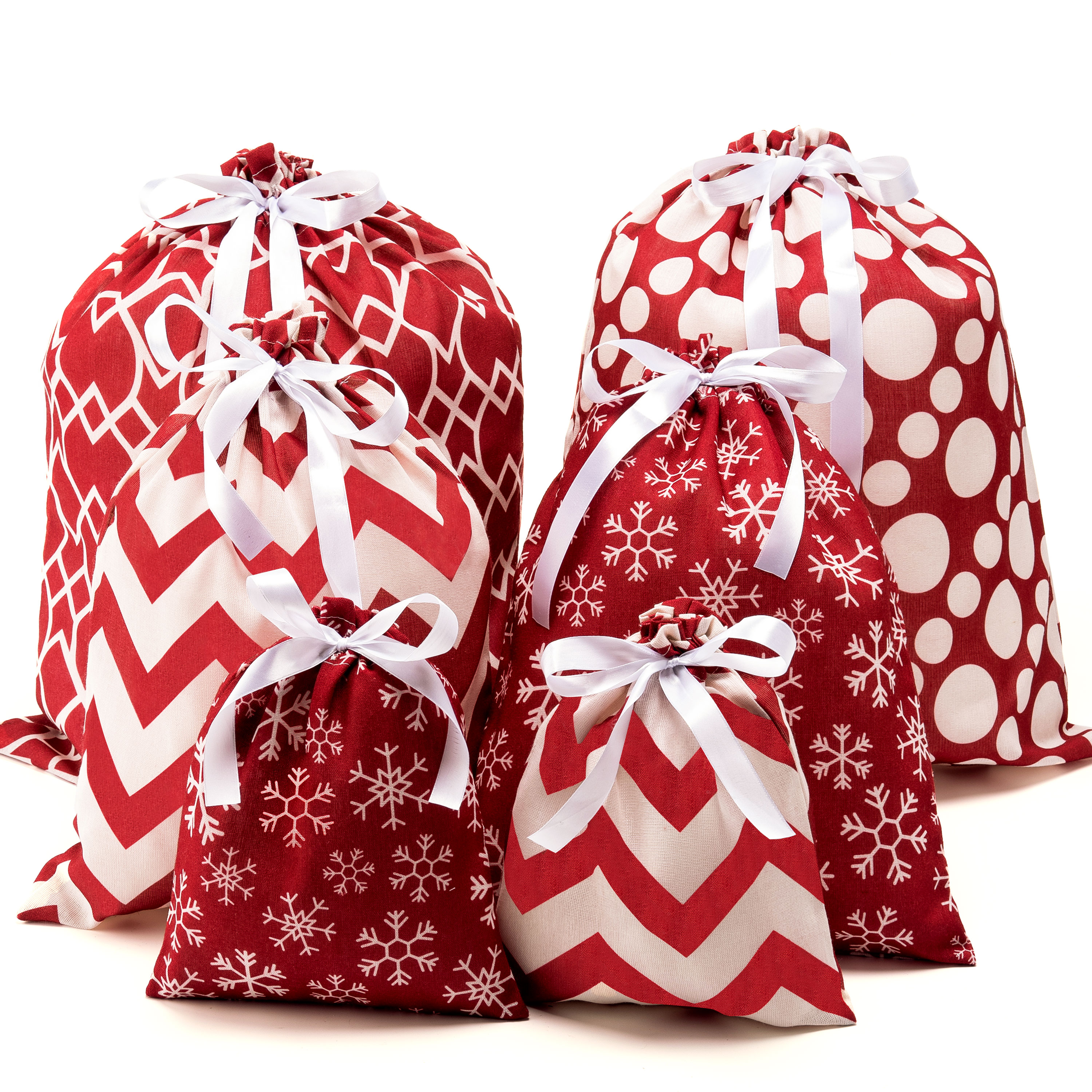 Joyfy Christmas Drawstring Gift Bags, 6-Piece Set photo 3