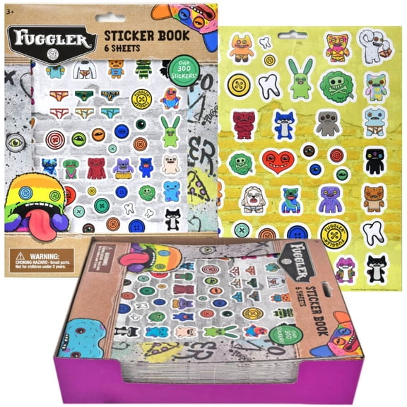 2 Pack- Fuggler 8x10" Large 6 Sheet Sticker Book in polybag in PDQ
