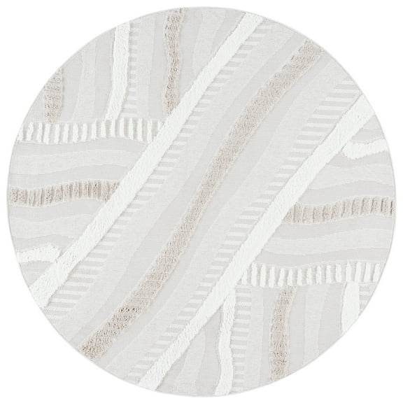 SAFAVIEH Trends Laraine Geometric Area Rug, Beige/Ivory, 6'7" x 6'7" Round