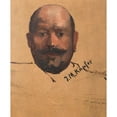 thumbnail image 2 of Johann Michael Kupfer 12x14 Black Ornate Wood Framed Double Matted Museum Art Print Titled: Fiaker Bratfisch (Portrait Sketch) (Around 1880-1890), 2 of 5