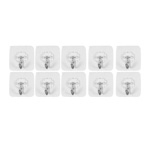 10 Packs Reusable Adhesive Hooks,Transparent Heavy Duty Wall Hooks