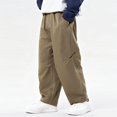 thumbnail image 5 of NAISIBABY Boys Cargo Pants Size 8, Elastic Waist Casual Baggy Straight Leg Kids Cotton Fashion Pants Khaki (3-15T), 5 of 7