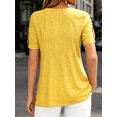 thumbnail image 4 of Short Sleeve V-neck Women Button Henley Blouse Tops Summer Pleated Casual Blouse Shirt, 4 of 6