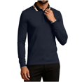 thumbnail image 6 of YOIAVAIOY Mens Contrast Collar Sweatshirt Long Sleeve Button Neck Pullovers Lightweight Slim Fit Pullover Sweatshirts Casual Business Polos Navy L, 6 of 8