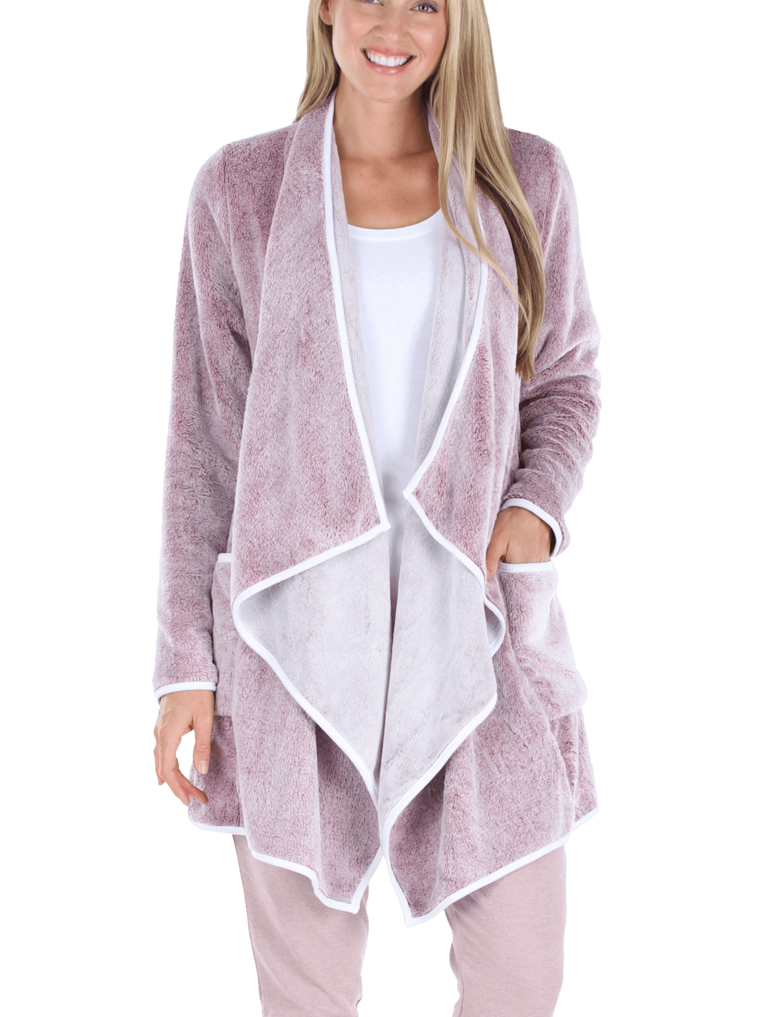 sleepyheads women's fleece long sleeve wrap robe with pockets