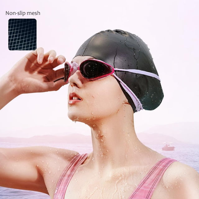 Trenzas y rastas Natación Moda Impermeable Silicona Natación grande para mujeres y hombres Ducha de cabello para cabello largo y grueso y rizado